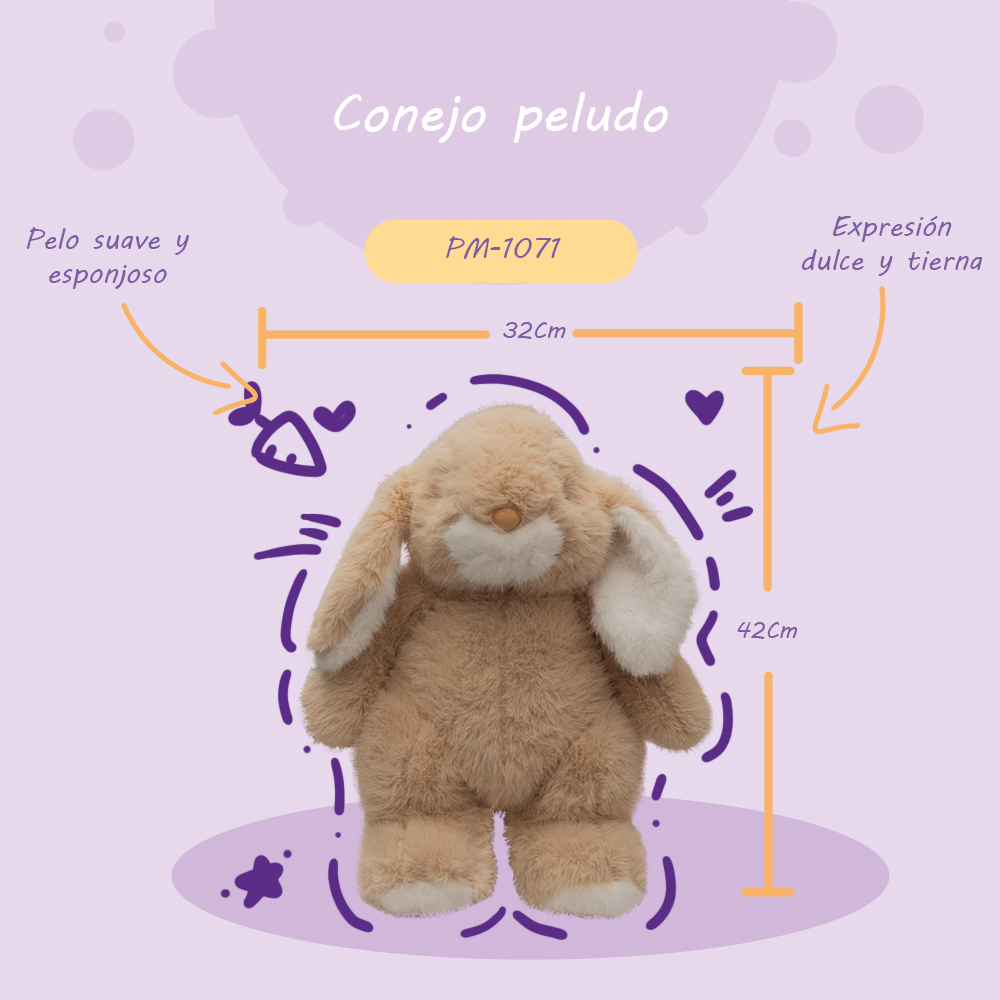 Bonitos Conejito de Peluche Ultra suave y Esponjoso de 42 cm Compañero de Juego y Siesta Materiales Suaves de Lujo