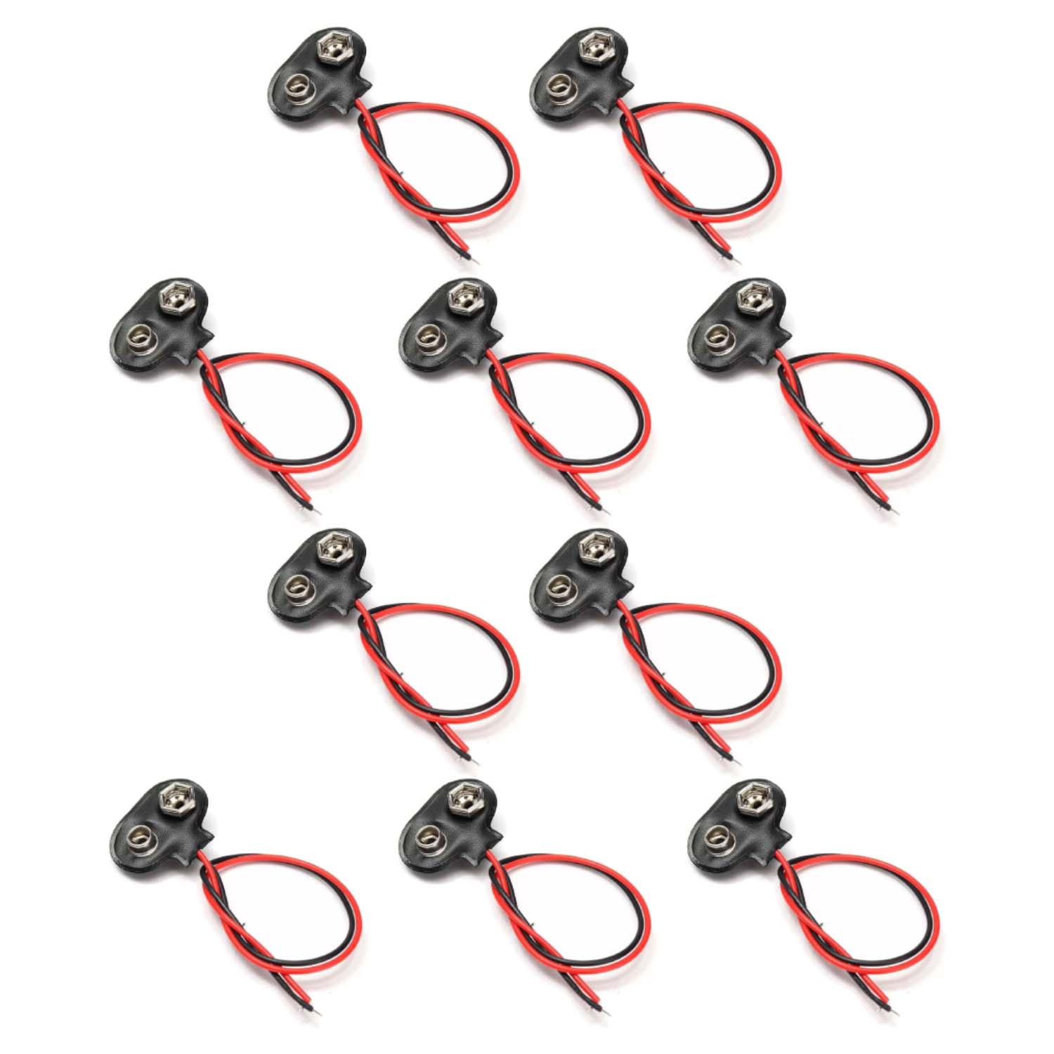 Paquete 10 Cables Conector para Batería de 9V.