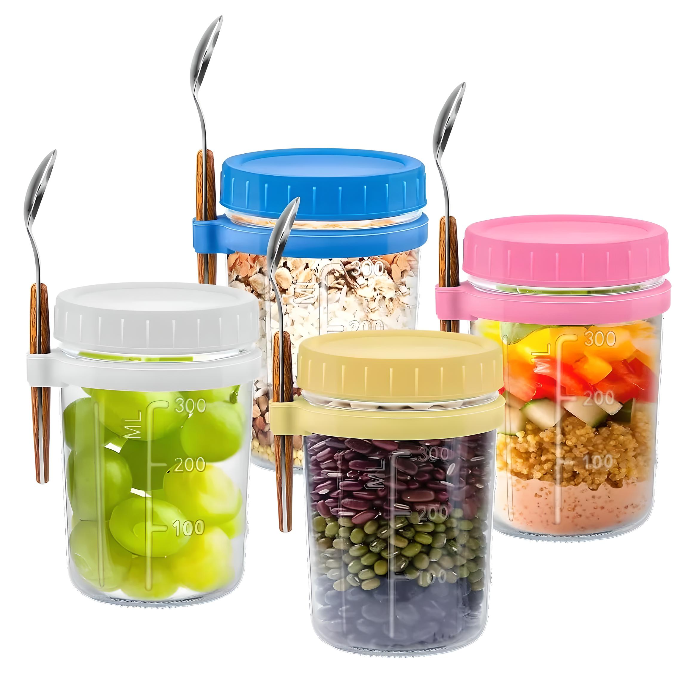 Taza De Desayuno Recipiente De Avena Con Tapa Y Cuchara 4pcs