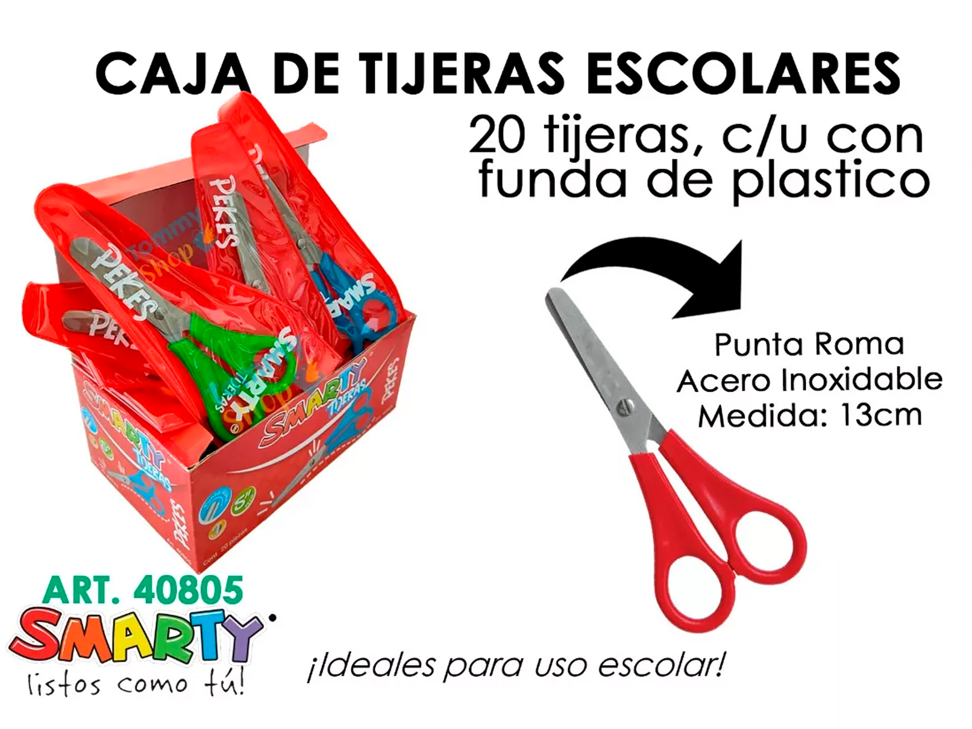 Caja D Tijeras Escolares Colores Punta Roma Redonda Mayoreo.