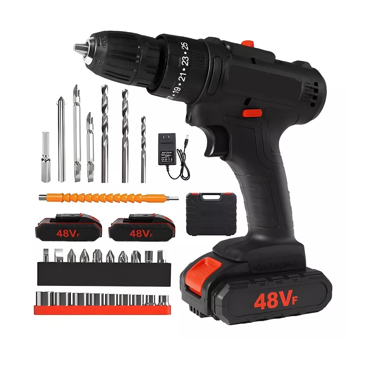 Taladro Inalambrico Con 2 Batería De Litio 2x48v Negro/Rojo