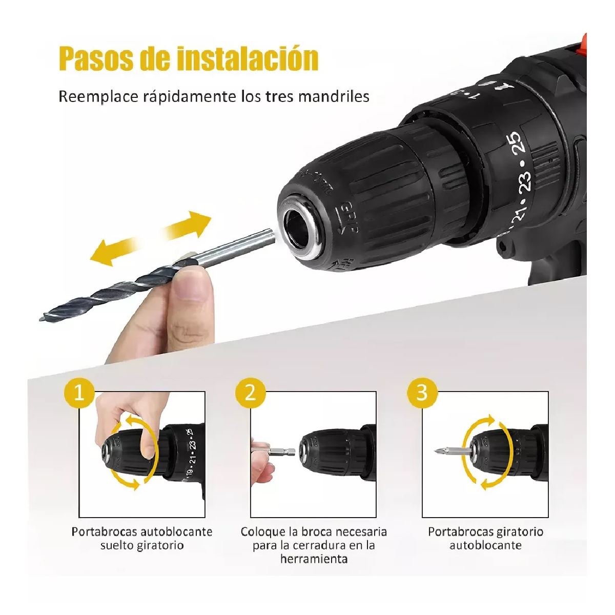 Taladro Inalambrico Con 2 Batería De Litio 2x48v Negro/Rojo