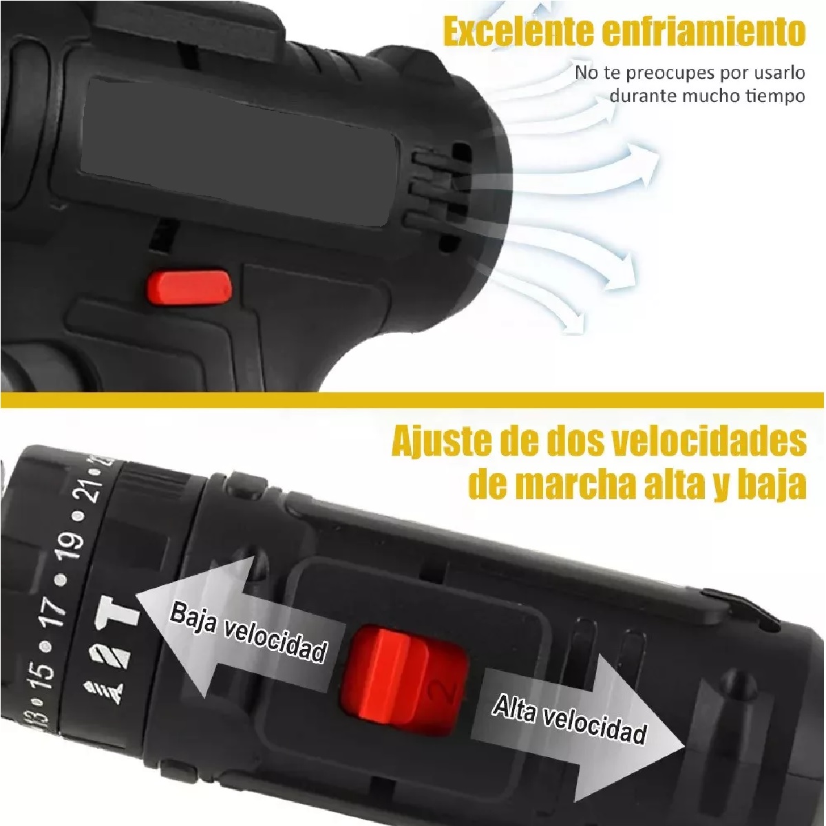 Taladro Inalambrico Con 2 Batería De Litio 2x48v Negro/Rojo