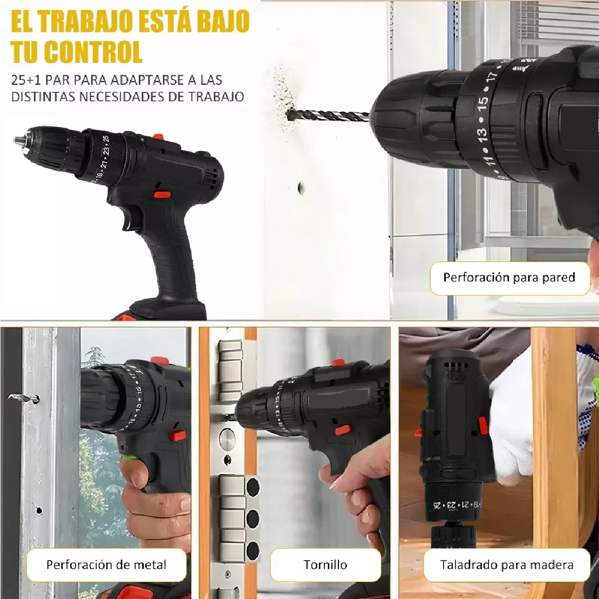 Taladro Inalambrico Con 2 Batería De Litio 2x48v Negro/Rojo