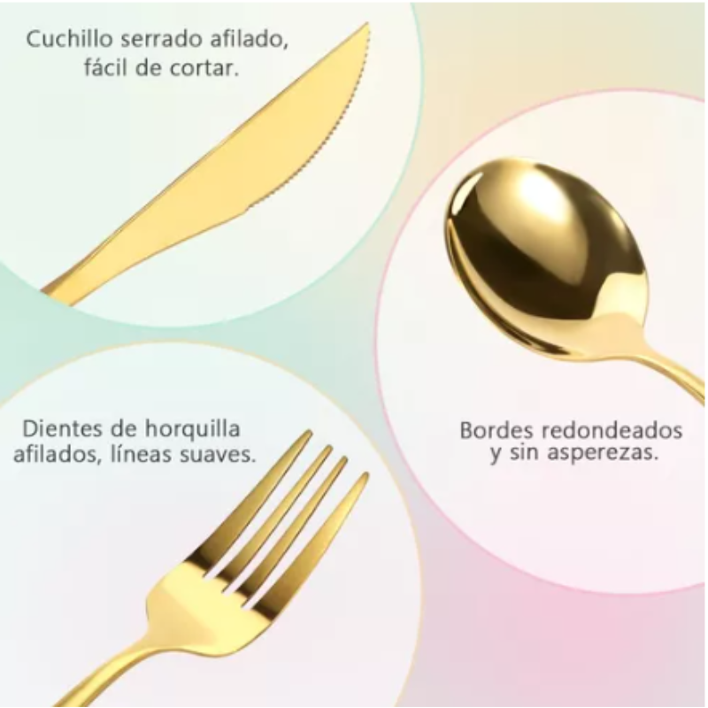 Juego De Cubiertos De Cuchillo Tenedor Y Cuchara,24 Piezas.