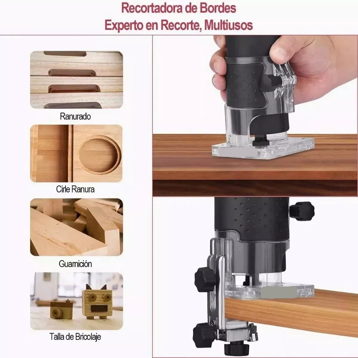 Enrutador Recortadora Madera 800w 15 Brocas Negro/Línea Roja 