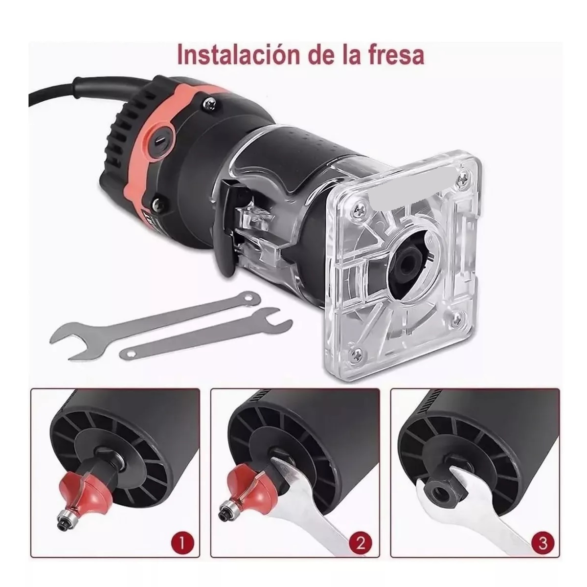Enrutador Recortadora Madera 800w 15 Brocas Negro/Línea Roja 
