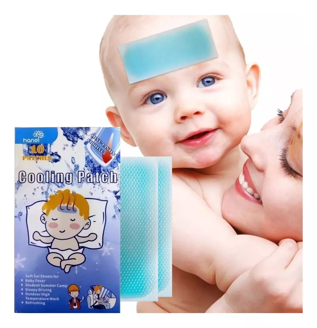 Parches de gel frío. para bajar la temperatura, calentura o fiebre, 10 piezas