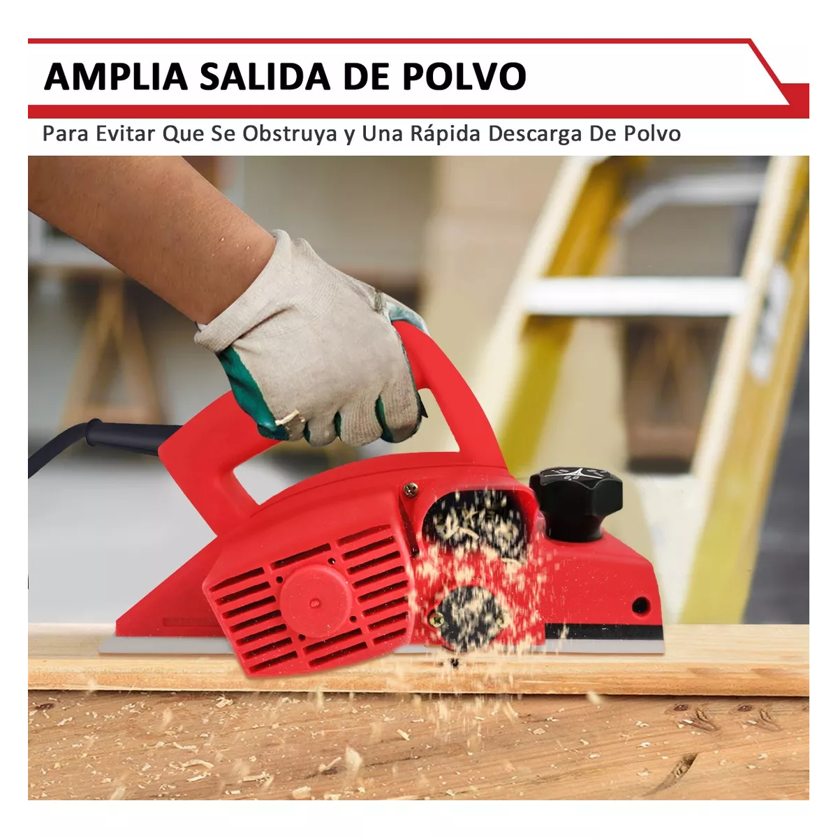 Cepilladora Eléctrica Para Madera Cepillo Profesional 82mm Rojo