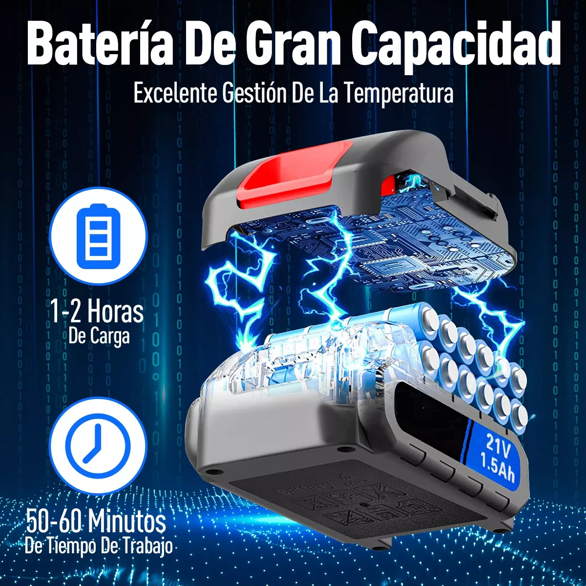 Taladro Eléctrico Destornillador Inalámbrico 1500rpm 21v Negro/Blanco
