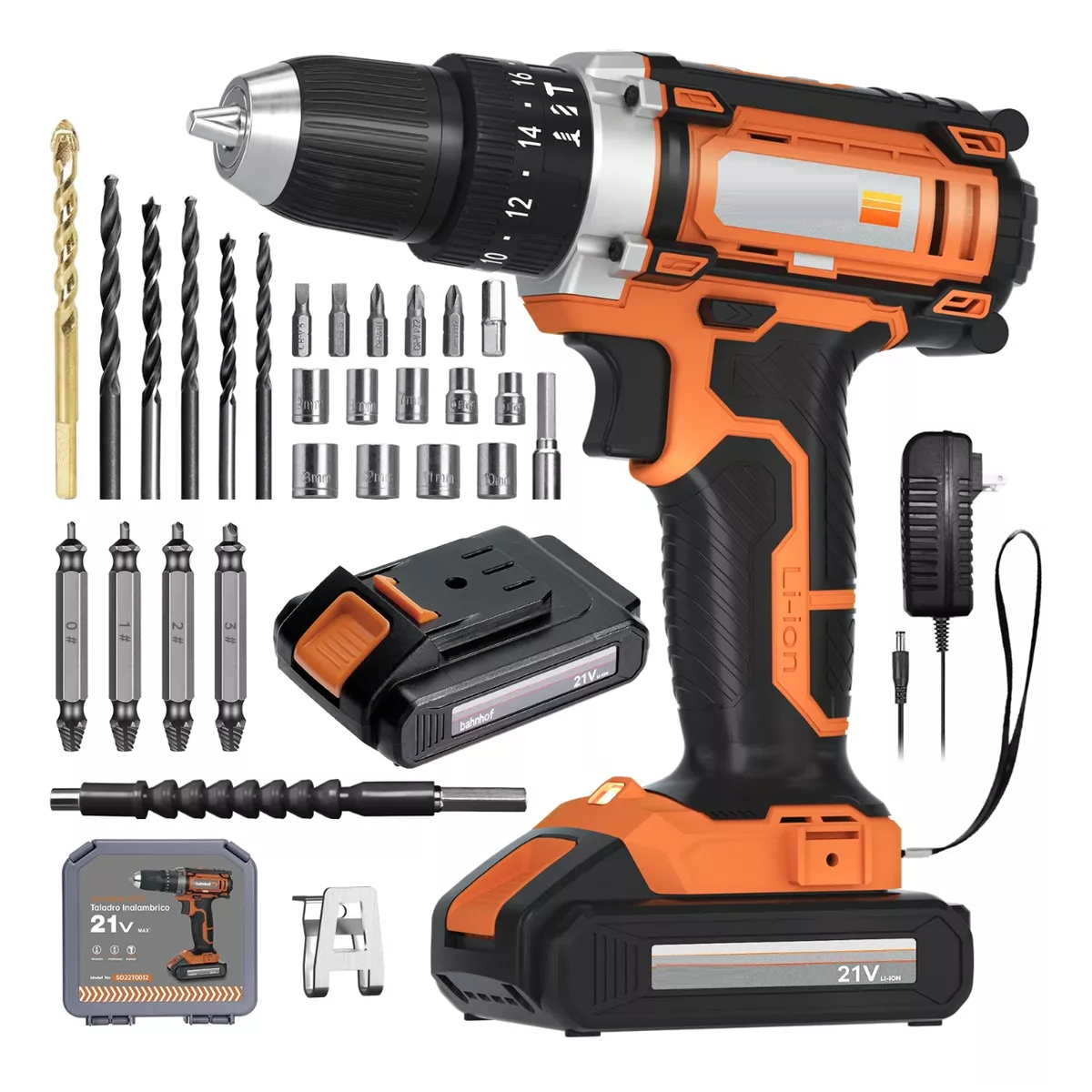 Taladro Atornillador De Impacto Inalámbrico De 1450rpm Naranja/Negro