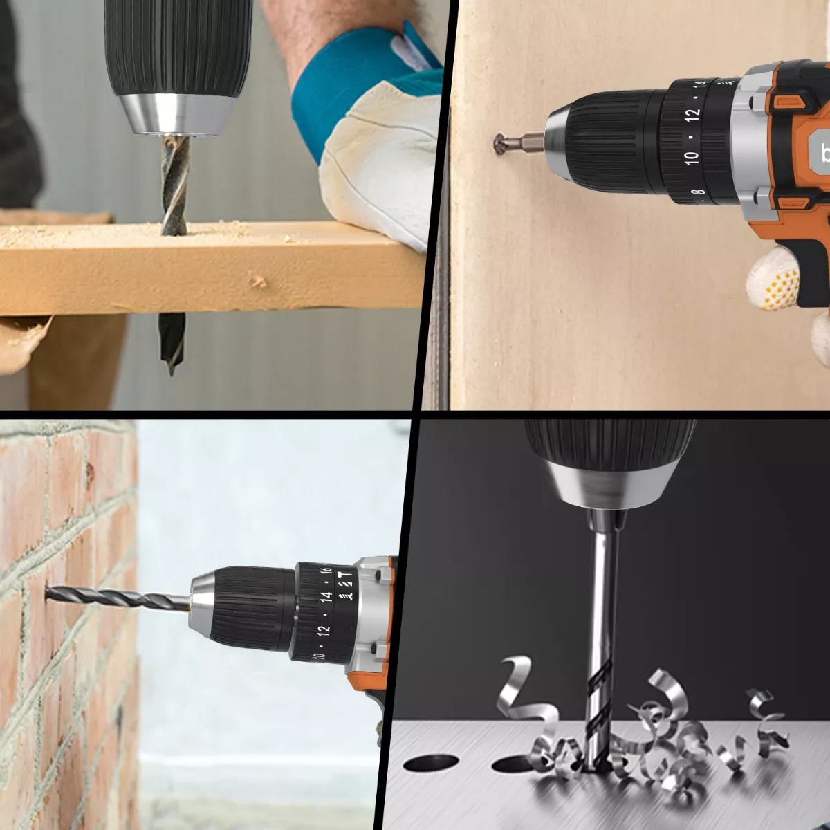 Taladro Atornillador De Impacto Inalámbrico De 1450rpm Naranja/Negro