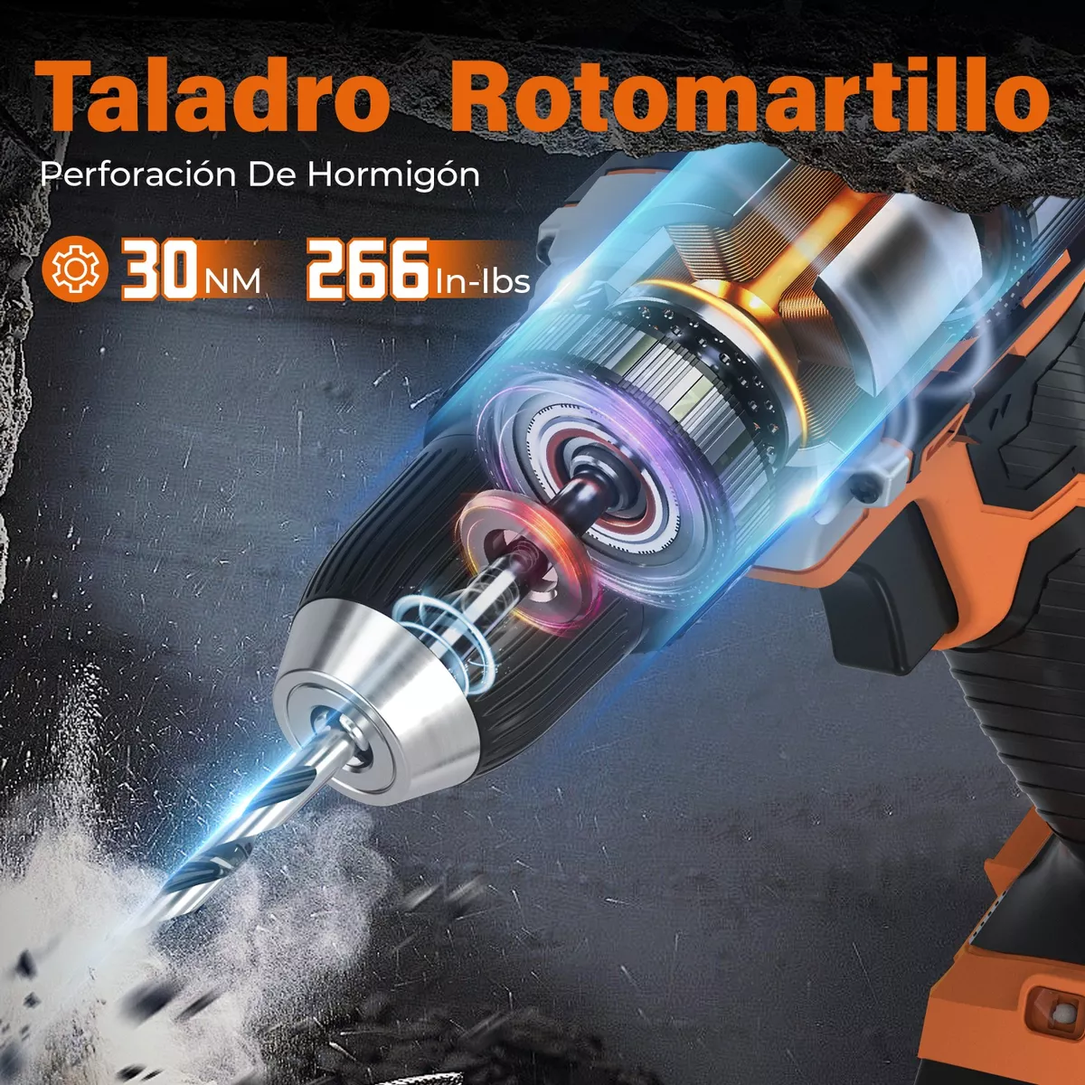 Taladro Atornillador De Impacto Inalámbrico De 1450rpm Naranja/Negro