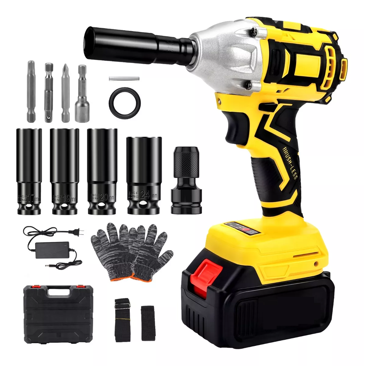 Kit Pistola Impacto Llave Inalámbrica Batería 4.0ah 520n.m Amarillo/Negro