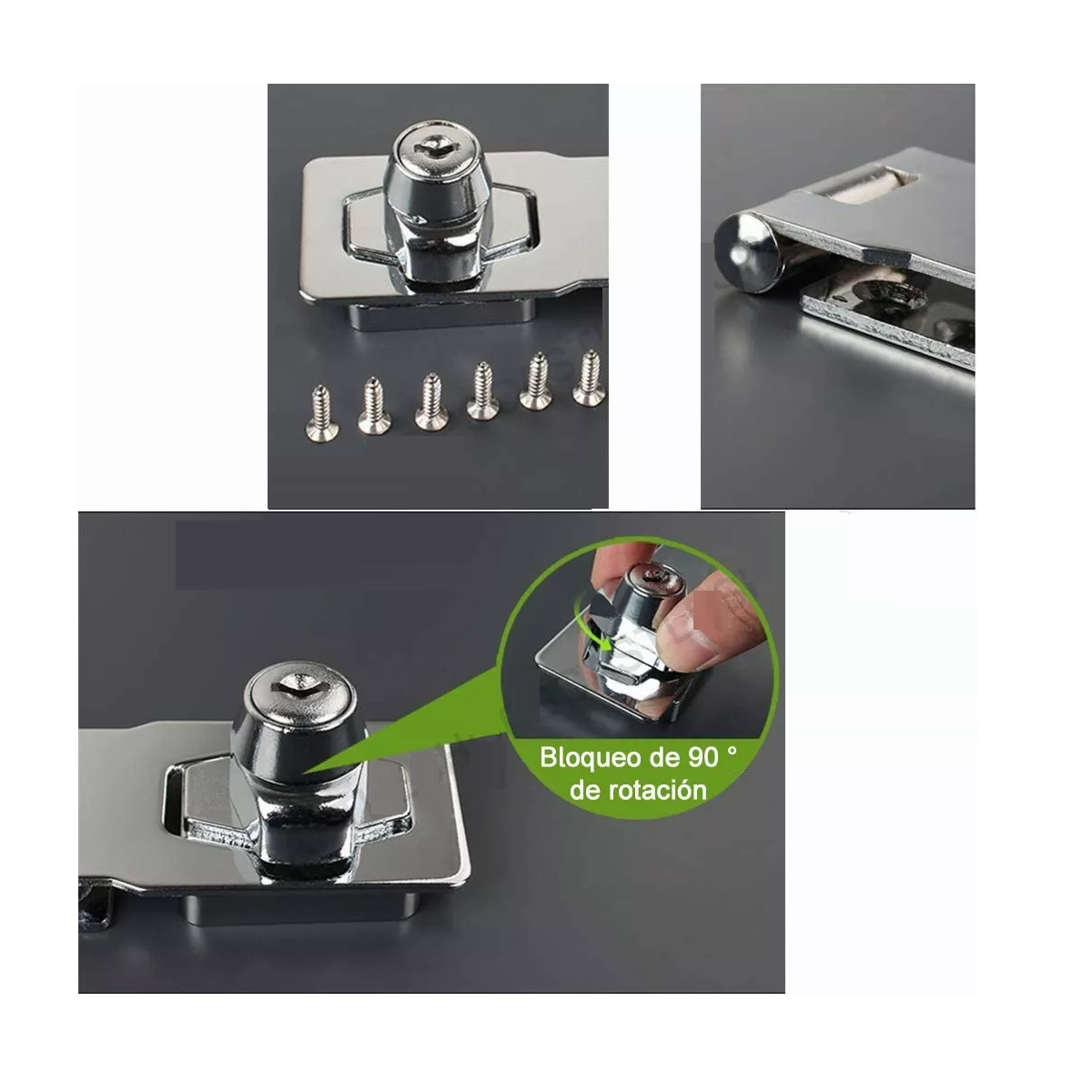 3pcs Cerradura Seguridad Puerta Principal Cajón 2.5 Pulgadas Gris 