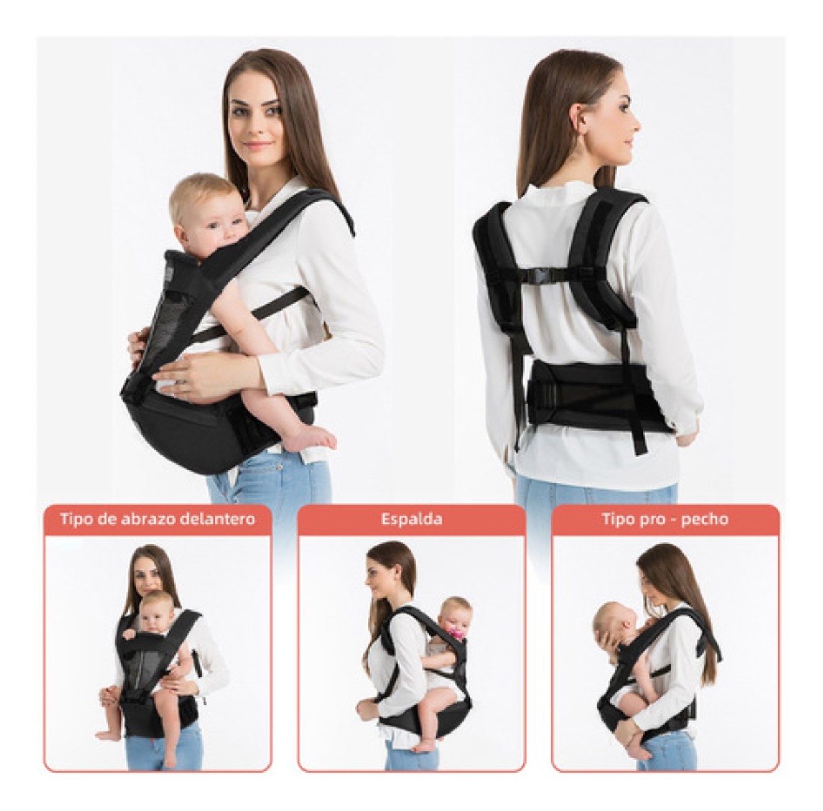 Mochila Ergonomica Cangurera De Bebé Portabebes 0-48 Meses negro