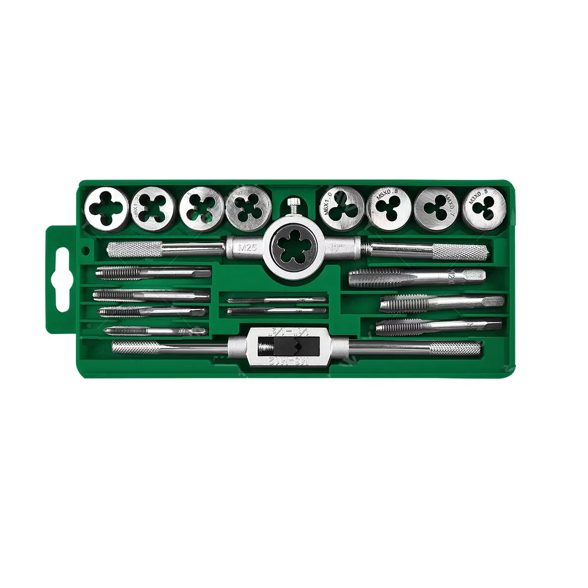 20pcs Kit De Machuelos Con Maneral Broca Ajustable Estuche Verde 