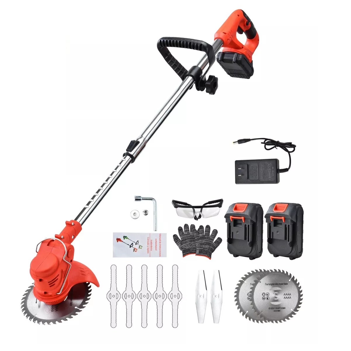 Desbrozadora Inalámbrico Eléctrico Pasto Cortadora Portátil Naranja/Negro