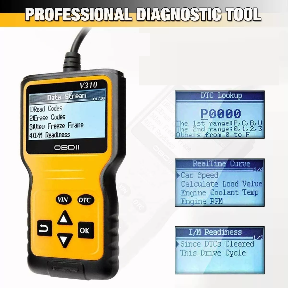 Escaner Automotriz V310 Para Vehículo Obd2 Eobd Amarillo/Negro