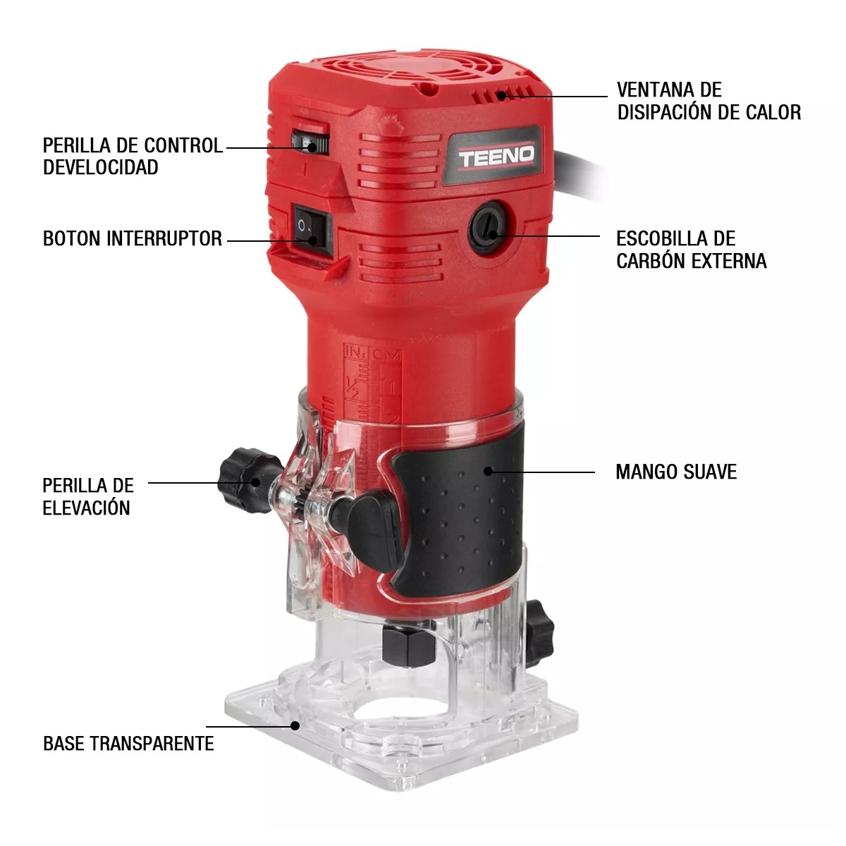 Router 1026 650w De 6 Velocidades Rojo/Plata 