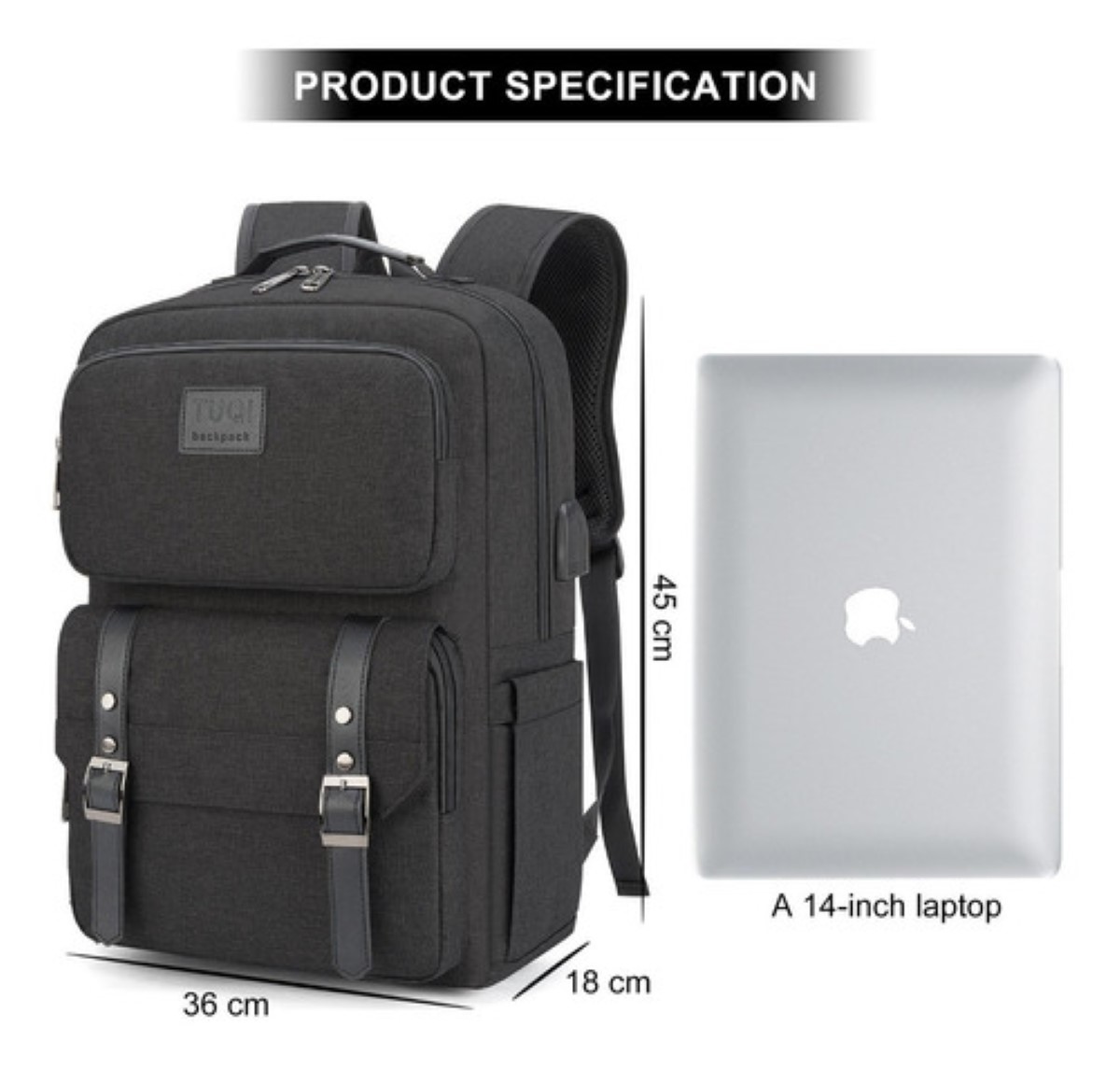 "Mochila Antirrobo Mochila Para Portátil Mochilas De Viaje negra "