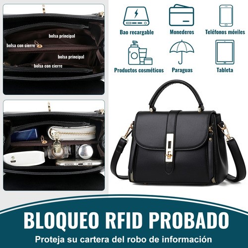 Bolsa Mujer Impermeable Tote Crossbody Bandolera De Pu