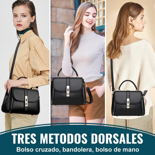 Bolsa Mujer Impermeable Tote Crossbody Bandolera De Pu