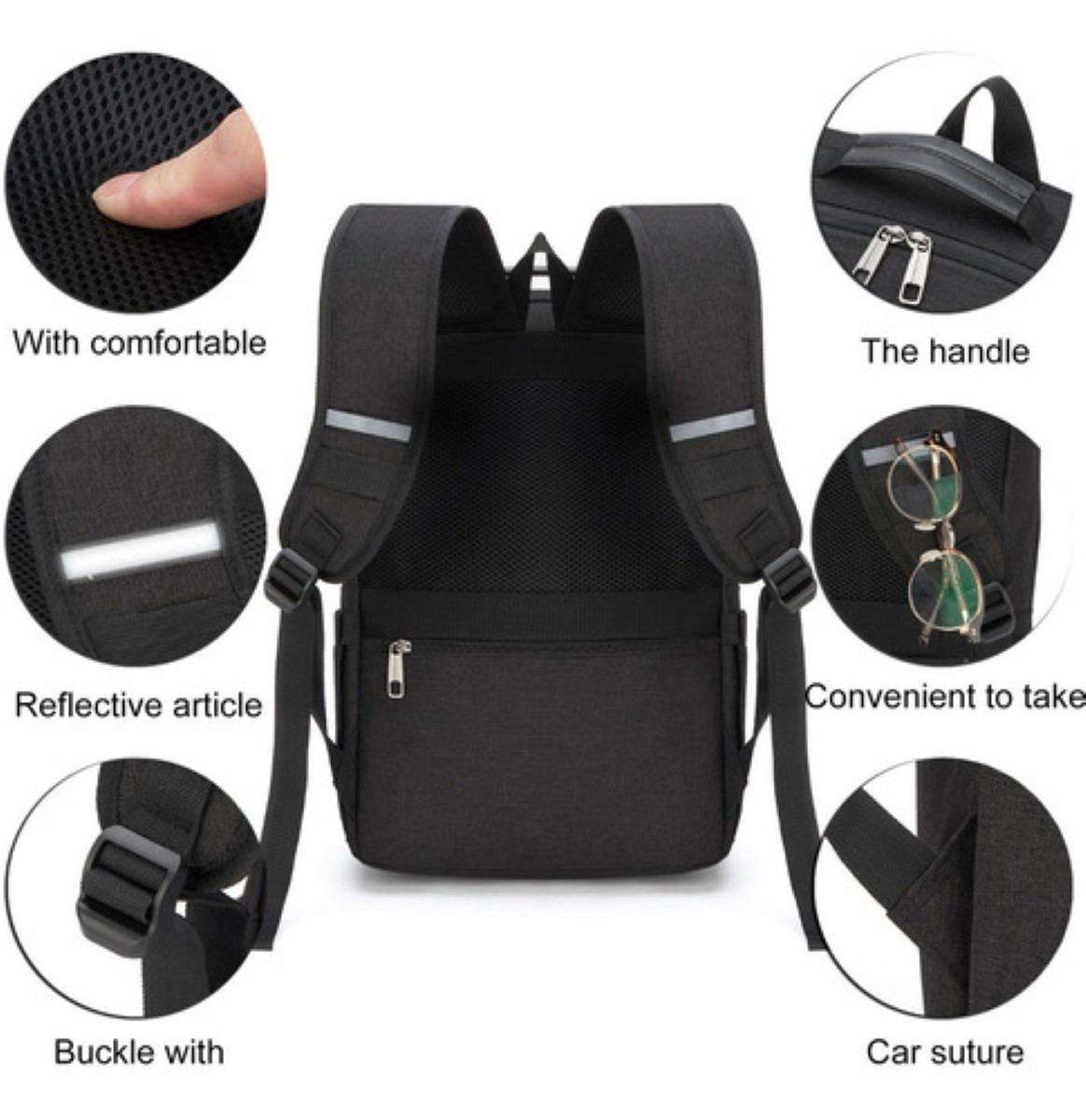 "Mochila Antirrobo Mochila Para Portátil Mochilas De Viaje negra "