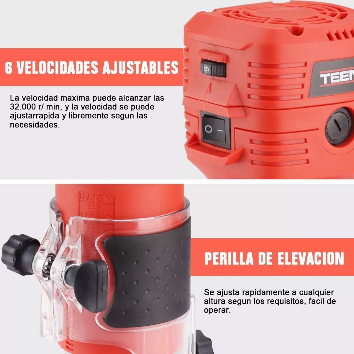Router 1026 650w De 6 Velocidades Rojo/Plata 
