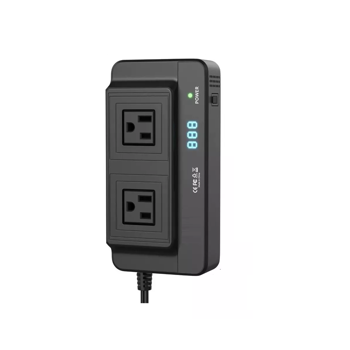 Inversor De Corriente Portátil Para Auto De 200w 12v A 110v Negro