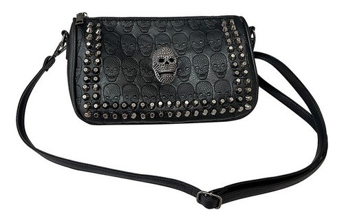 Bolso De Hombro Con Asa De Calavera Punk Cool Para Mujer negro