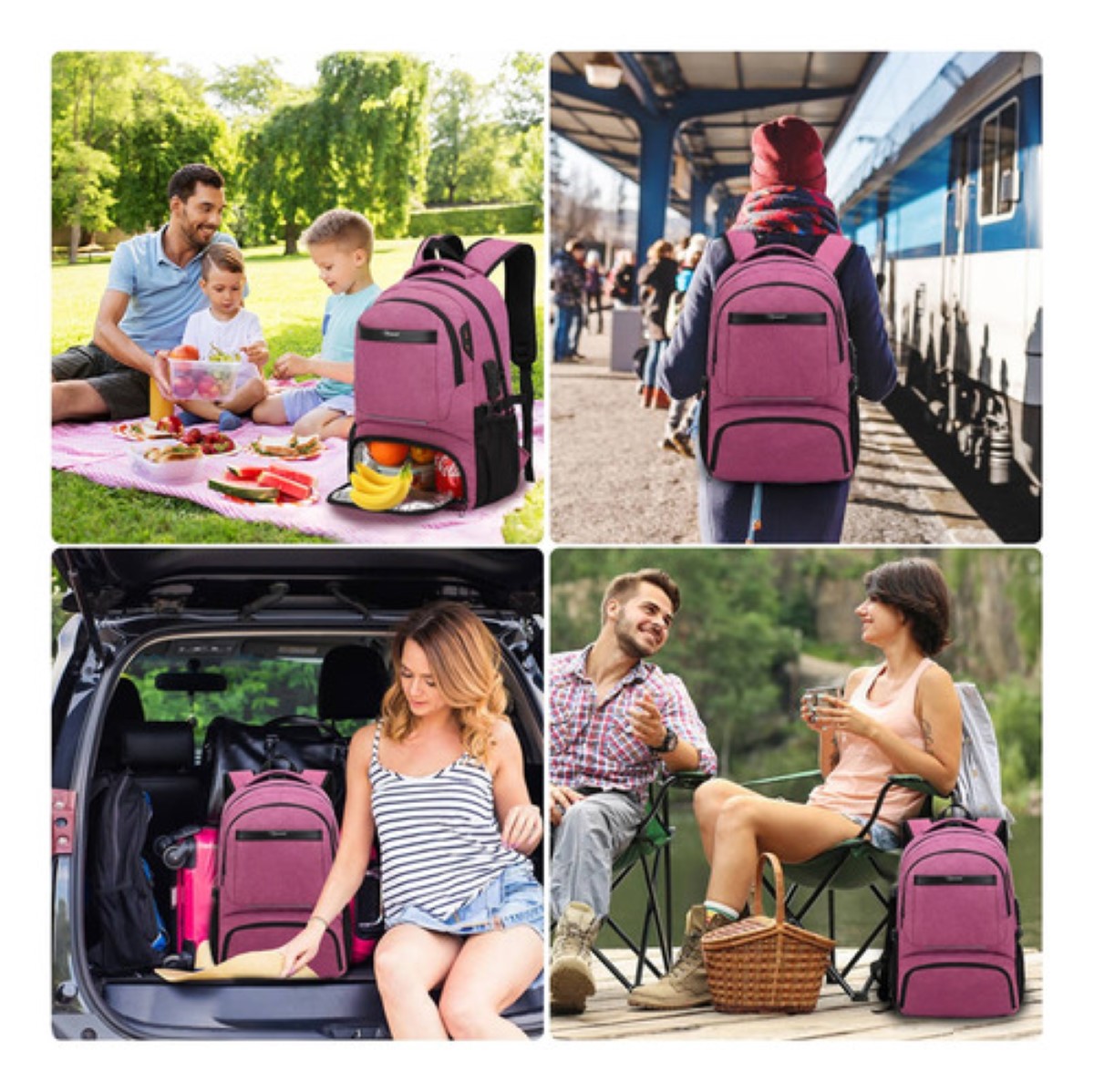 Mochila De Almuerzo Antirrobo Impermeable A Portátil 15,6i Color Violeta