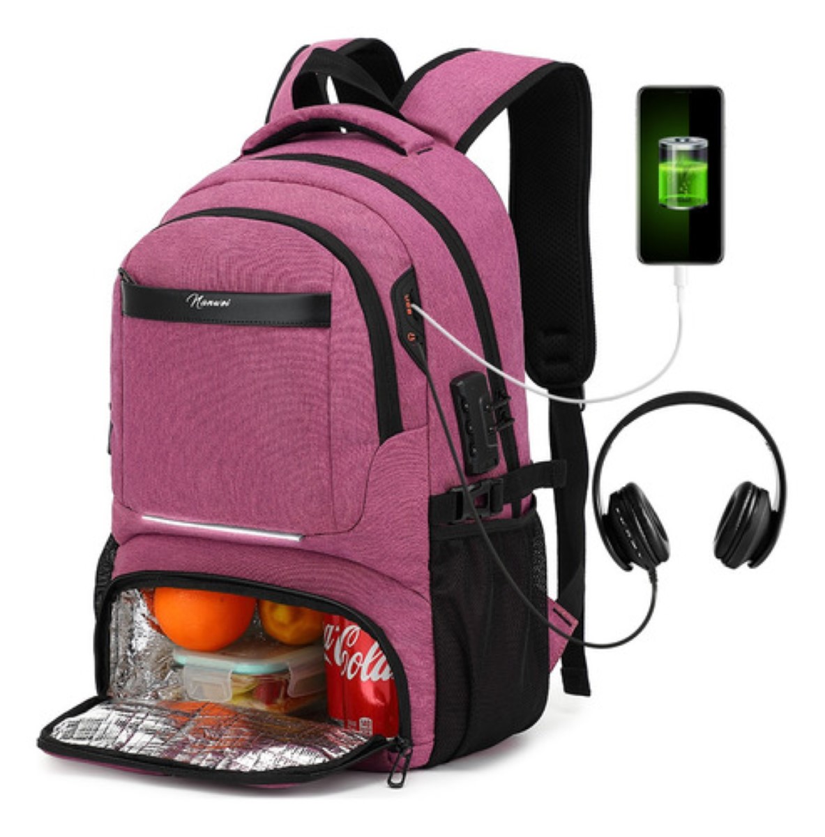 Mochila De Almuerzo Antirrobo Impermeable A Portátil 15,6i Color Violeta