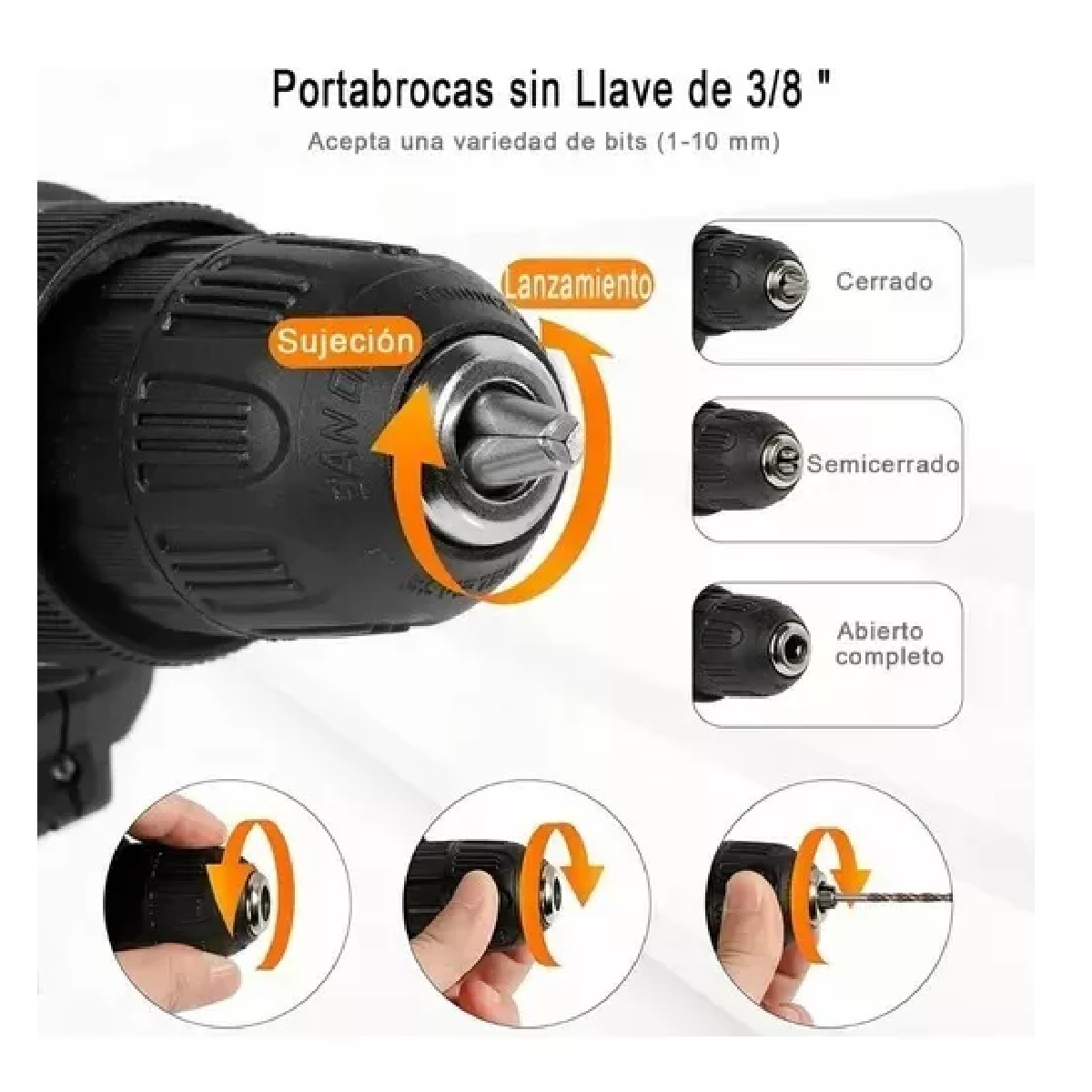 Taladro Inalámbrico Atornillador Con 36v 2 Batería De Litio Negro