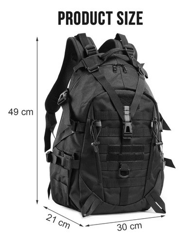 Mochila Tactica De Cámping Impermeable Gran Capacidad 45l negro