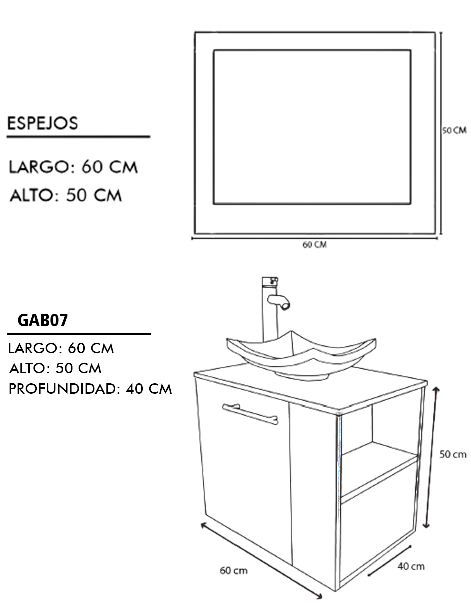 Gabinete Para Baño Con Espejo Decorativo 60x50 Decomobil