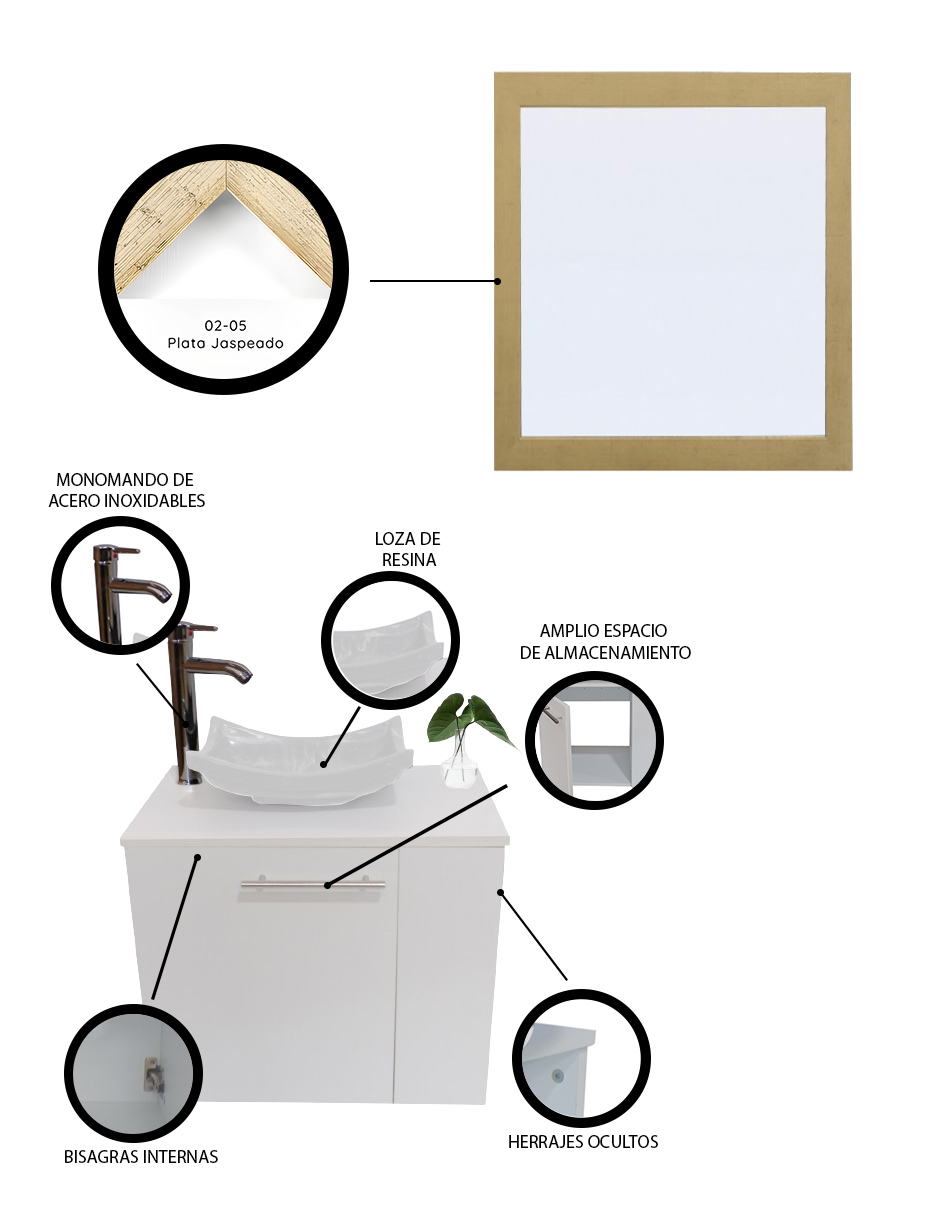 Gabinete Para Baño Con Espejo Decorativo 60x50 Decomobil