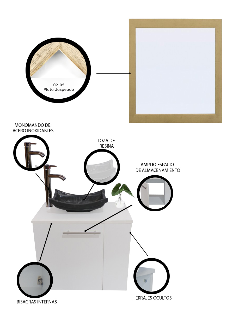 Gabinete Para Baño Con Espejo Decorativo 60x50 Decomobil