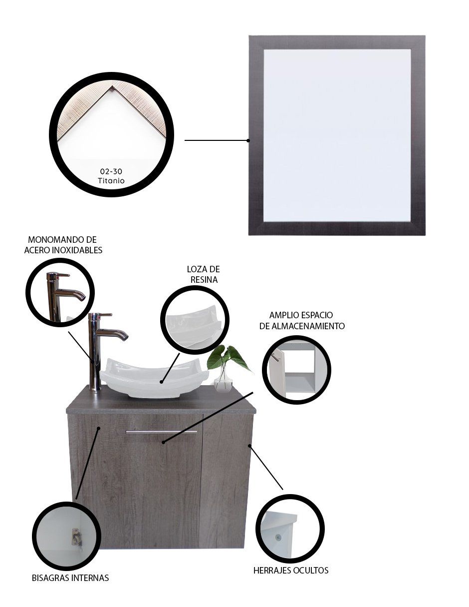Gabinete Para Baño Con Espejo Decorativo 60x50 Decomobil