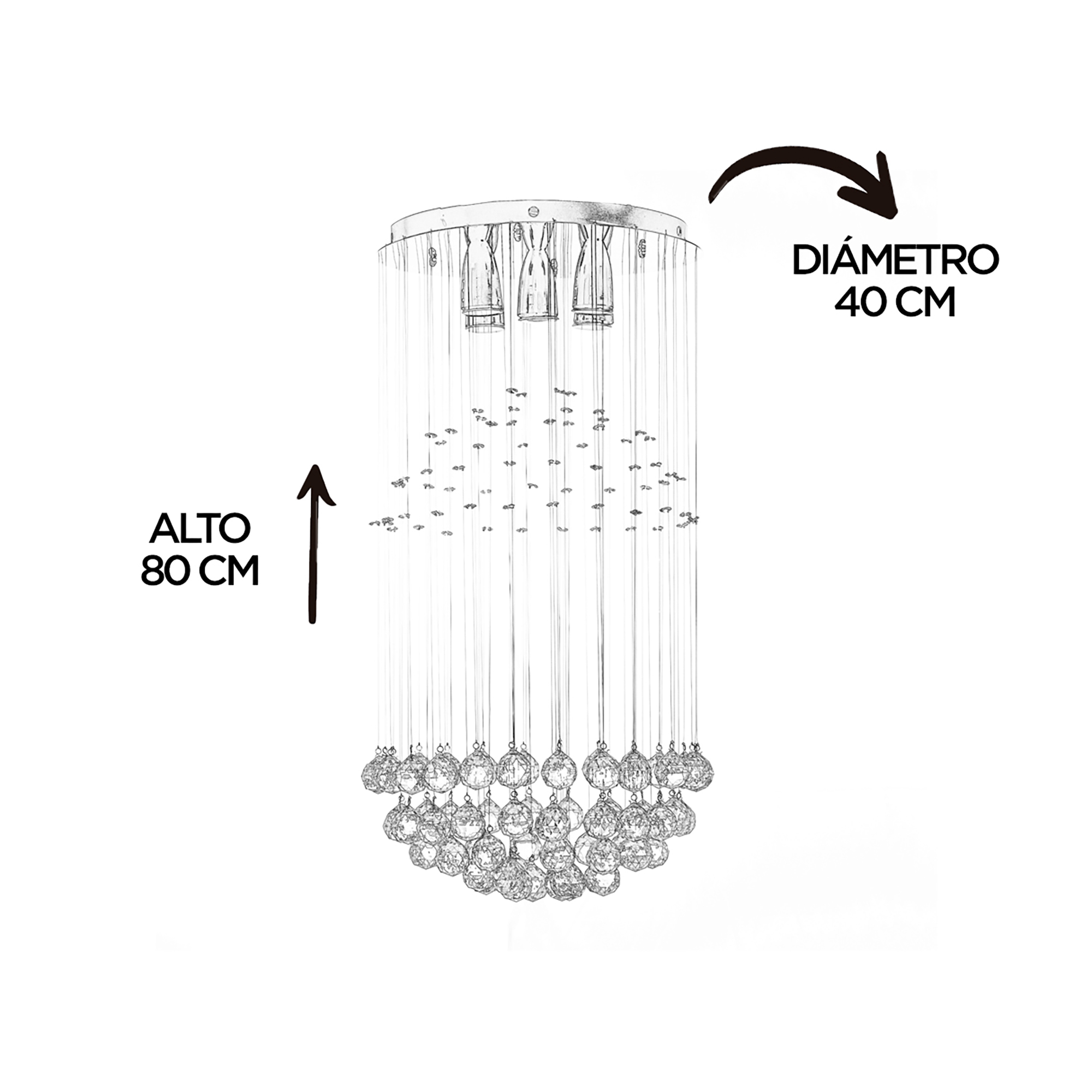 Candil Gamalux William Krystal Esfera Partida De 5 Luces.