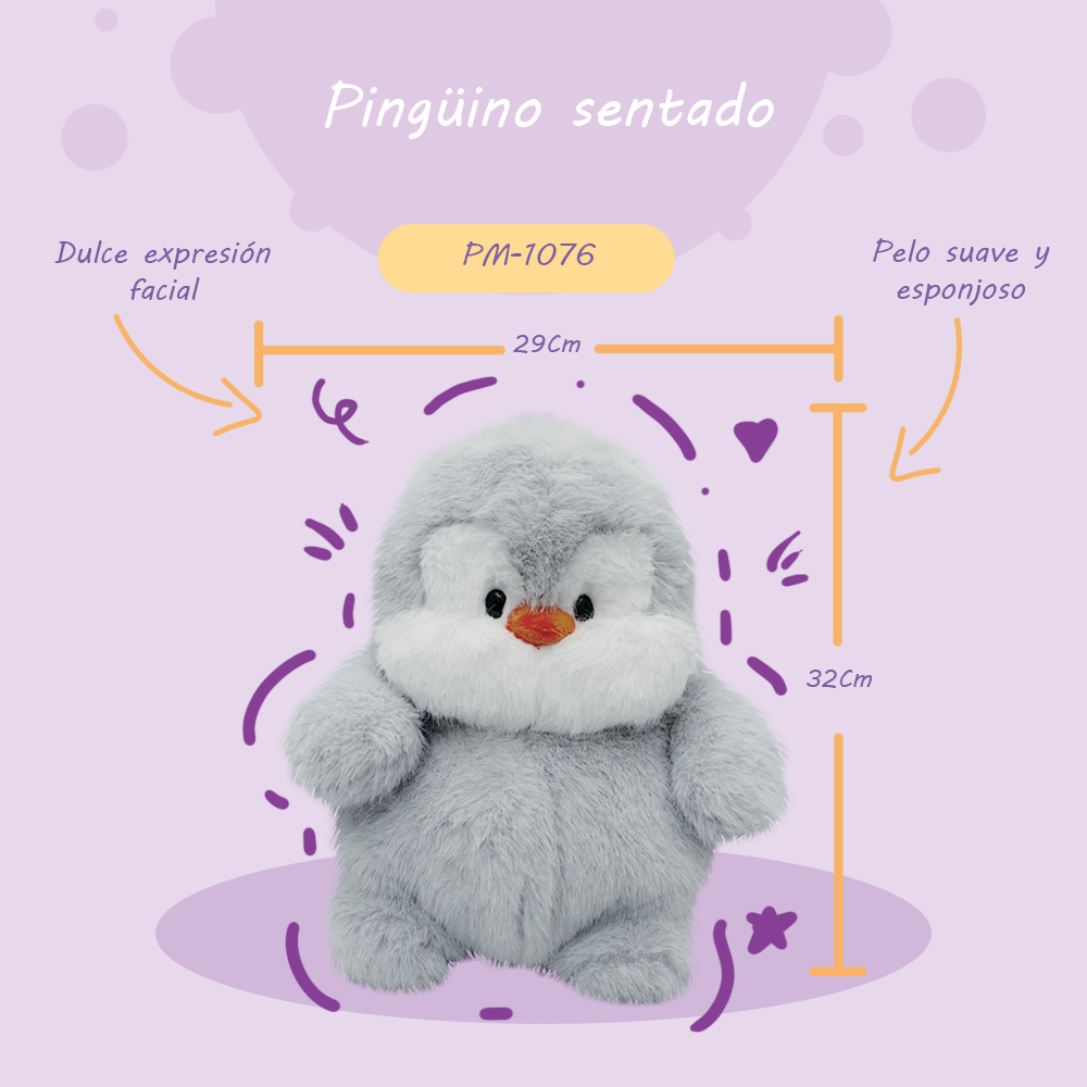 Bonito Pingüino Sentado de Peluche Ultra suave y Esponjoso de 30 cm Compañero de Juego y Siesta Materiales Suaves de Lujo