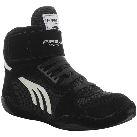 Par de Zapatillas Bota Fire Sports Box Boxeo MMA Luchas Negro/Blanco.