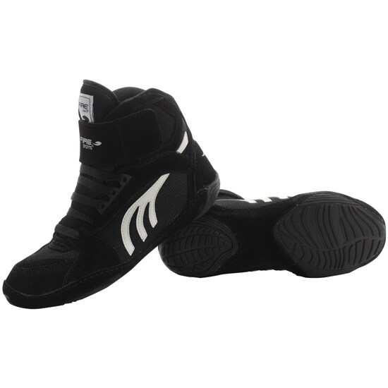 Par de Zapatillas Bota Fire Sports Box Boxeo MMA Luchas Negro/Blanco.
