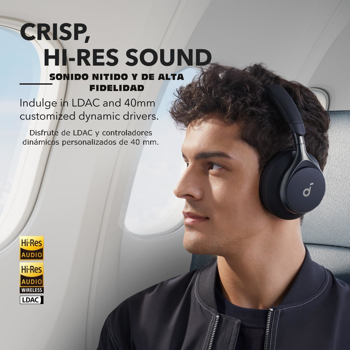Audífonos Inalámbricos SOUNDCORE by Anker Diadema Over-Ear Negro.