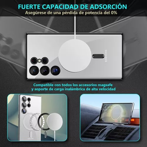 Kit Funda Magnétic Brillante generica compatible con Samsung Galaxy S24 ultra Negro.