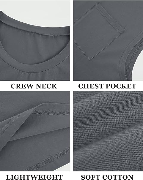 ZIWOCH - Camisetas sin mangas para hombre, sin mangas, para entrenamiento, corte muscular, gimnasio, con bolsillo.