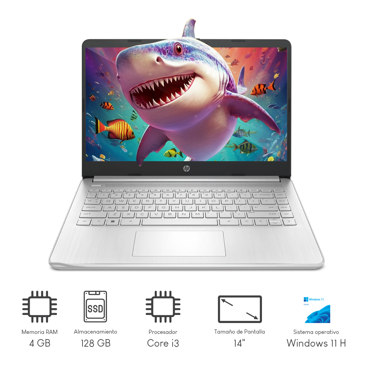 Combo Laptop HP 14-DQ0518LA CELERON-N4120 4gb 128gb 14Pulg W11H + Impresora HP.