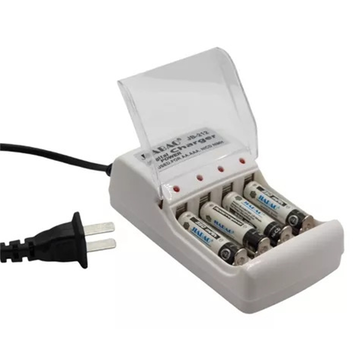 Cargador Baterías Recargables AA y AAA 4 Ranuras + 4 Pilas AAA 350 mAh.