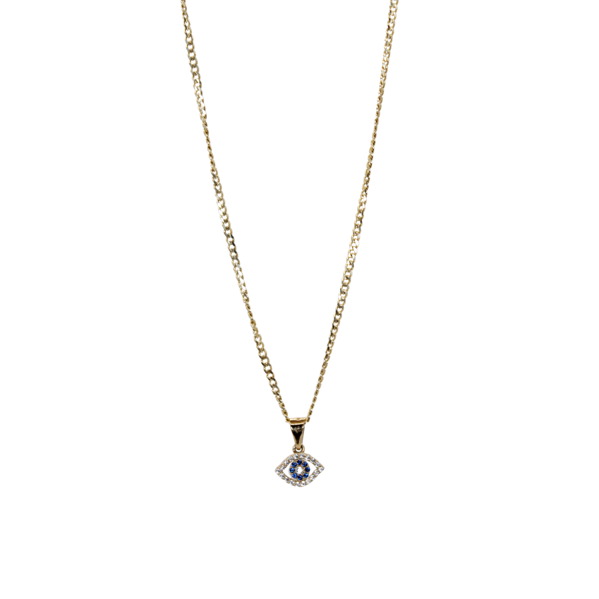 Collar Ojo Turco Oro 10K Mujer Piedra Zirconia.