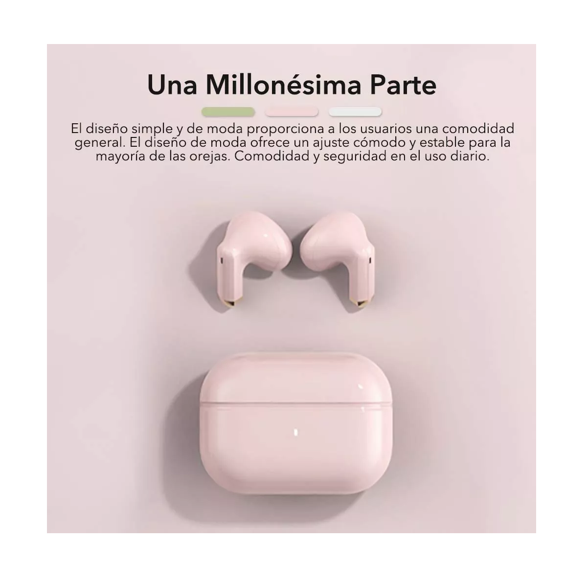 Audífono in-ear inalámbrico Bluepods Mini 1 rosa con luz LED